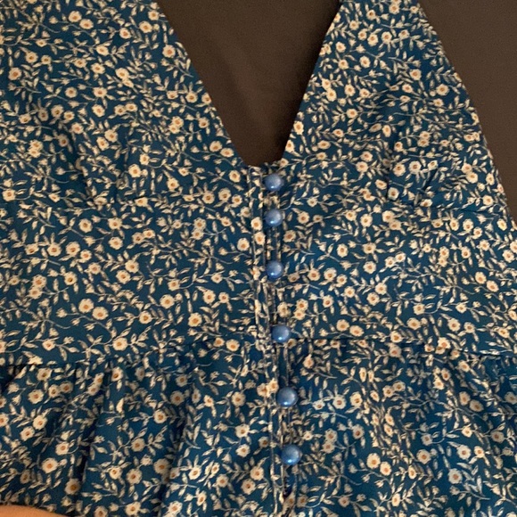 Médium summer dress flower blue print. Worn 1 time. - Picture 2 of 4